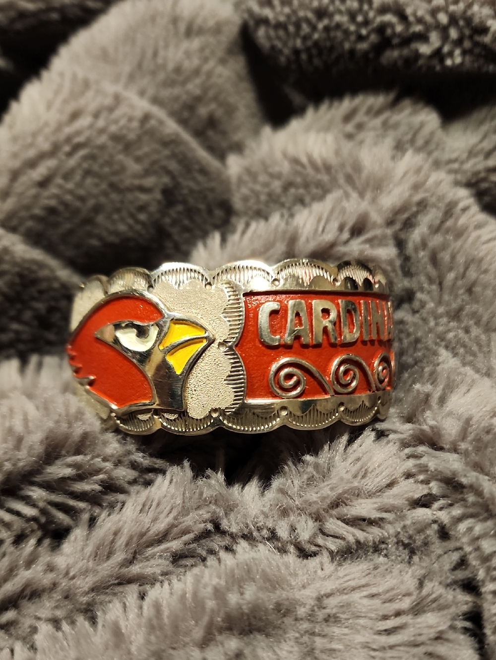 Cardinals Enamel Sterling-Style Cuff Bracelet - Red and Yellow
